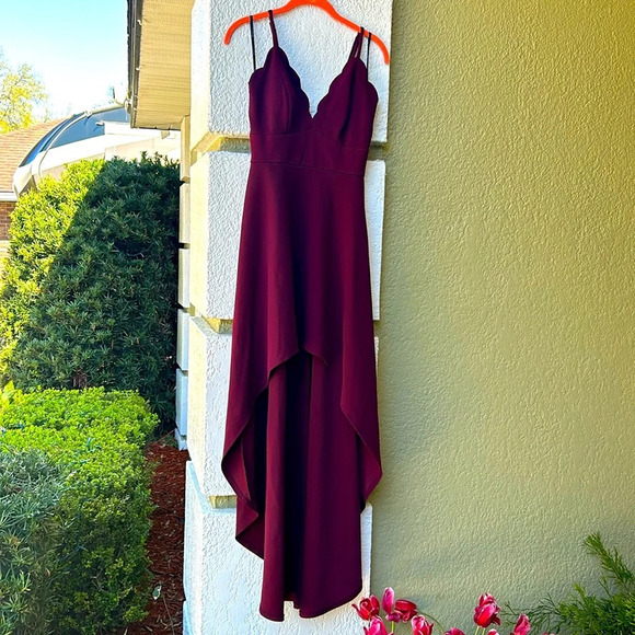 Xtraordinary Spaghetti Strap Scalloped V-Neck Hi-Low Dress - Picture 3 of 10